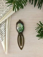 Nostalgie Lesezeichen Retro Metall mit Blumen Cabochon "Maiglöckchen"