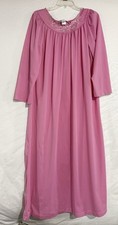 Vintage Shadowline Sissy Long Nightgown Womens Med Pink Nylon Lace Embroidered