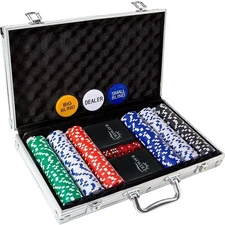 300 pcs Casino Chip Poker Set in Aluminum Case (11.5 Gram Chips), 2 Decks of... 