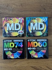 Set of 4 TDK Minidiscs 1993 MD-XG  1999 MD-XG SP. 60  74min. Mint New Sealed.