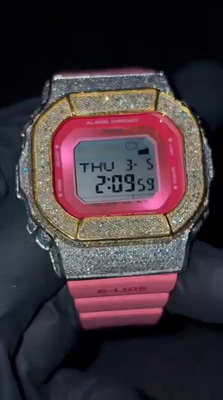 Barbie Pink G-Shock GLX-S5610 5CT Natural Diamonds Two Tone Yellow
