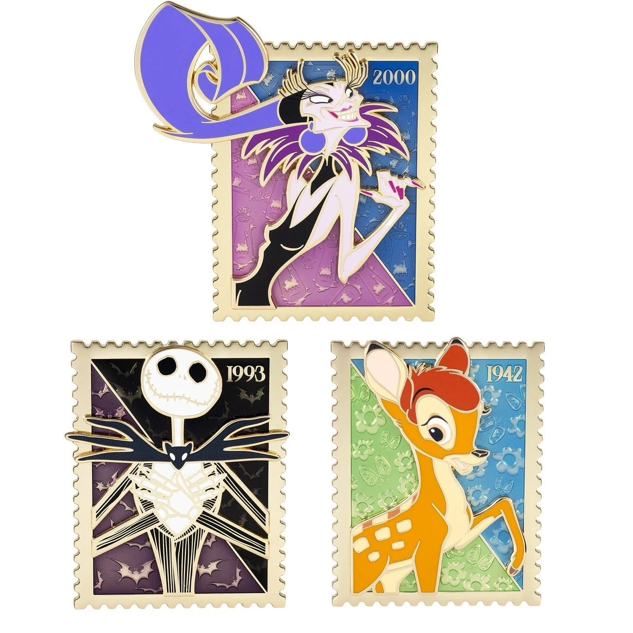 Disney Royal Stamp Wave 5 - Jack Skellington, Bambi, & Yzma  Jumbo Pins