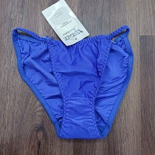 New Van Dale Purple Ribbed Stretch Nylon Spandex String Bikini Panties Size 6
