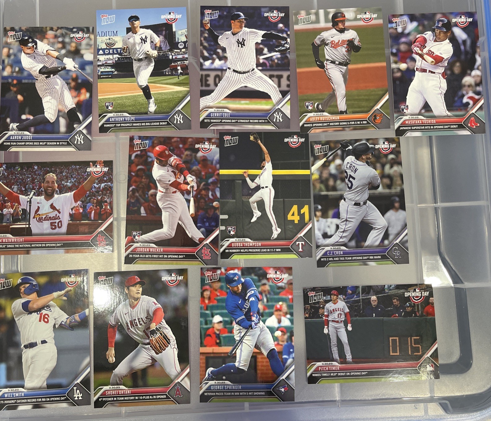 2023 TOPPS NOW Opening Day #1-13 Complete Set; Ohtani x 2, Goldschmidt Bonus