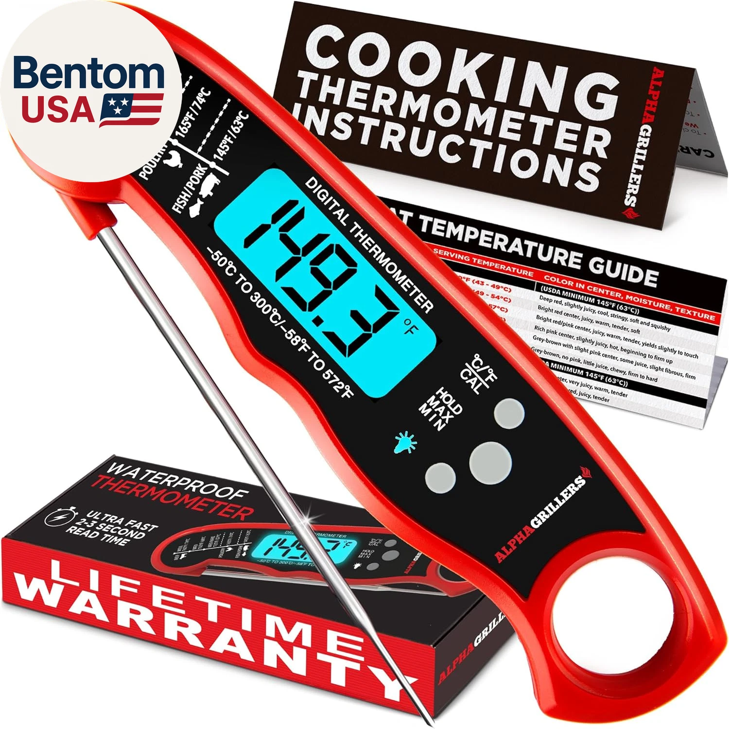 Meat Thermometer Digital – Instant Read Food Thermometer for Cooking & Grilling