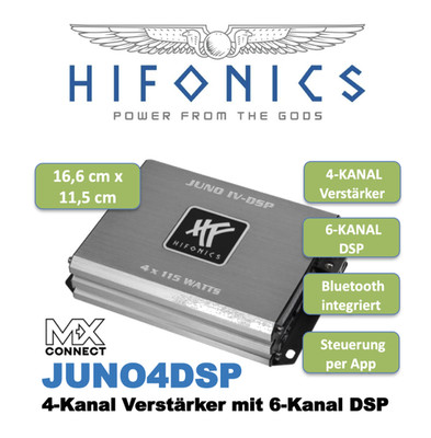 Hifonics JUNO4DSP JUNO IV-DSP Class D Digital 4-Channel Amplifier with 6-Chan...