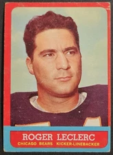 1963 Topps #64 Roger LeClerc Chicago Bears