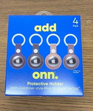    ONN.  Protective Holder With Carabiner-style Ring for Apple  AirTag  4-Pack
