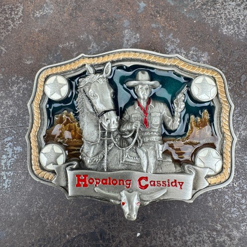 HOPALONG CASSIDY Pewter Belt Buckle 1994 Sharpeco / American Buckle Co