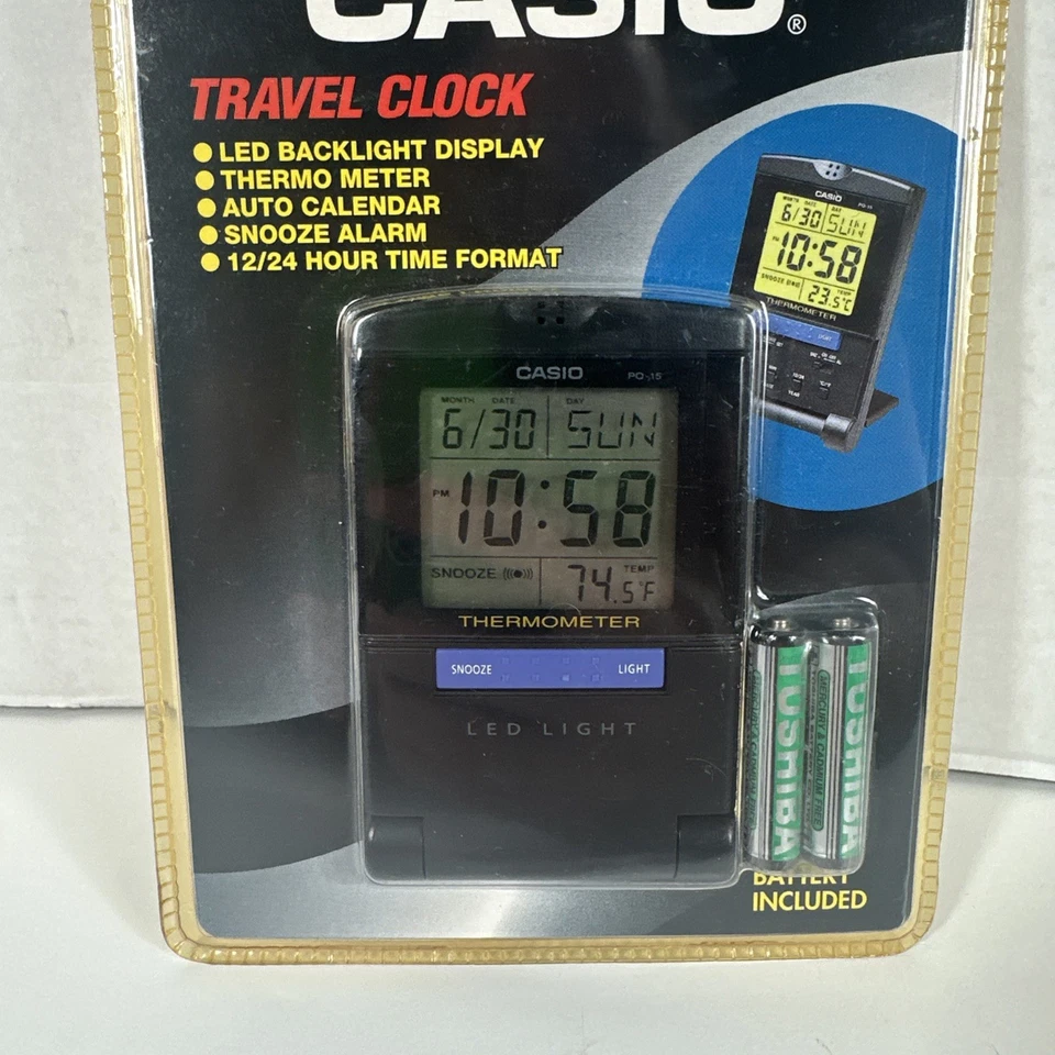 Casio Travel Clock PQ15 DQ-750 Temperature Auto Calendar LED New Sealed *Look* - Image 3 of 4