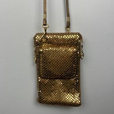 Vintage Metal Gold Tome Mesh Crossbody Purse
