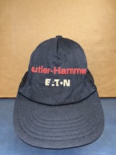 Vintage Cutler Hammer Eaton Union Made In USA Black Mesh Snapback Hat