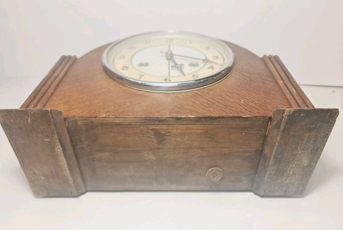 Vintage/Antique Andrew Oak Case Mantel Clock Made in Great Britain - Untested - Foto 6 di 24