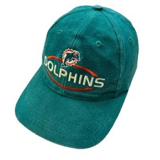 Vintage Miami Dolphins Hat Cap Strap Back Blue Dad Base Ball Faded Y2K 90s Teal 
