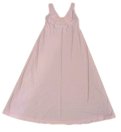 Vtg Shadowline Long Nightgown Size M Blush Pink Nylon, Spandex Fitted Bodice - Picture 7 of 11