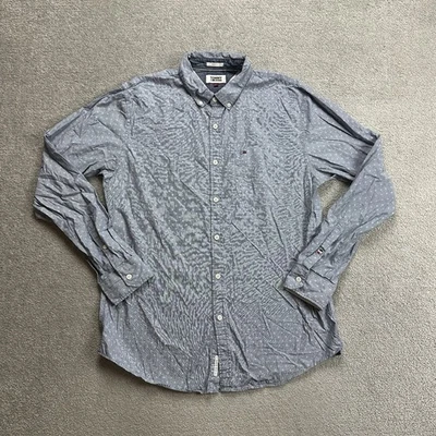 TOMMY HILFIGER Herren Hemd Shirt Gr L Slim Fit Casual Business Logo 31507 Blau - Bild 1 von 4