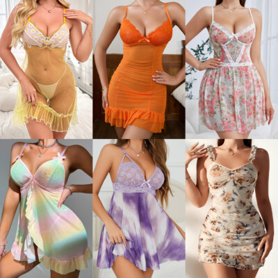 Sexy Women Lingerie Lace Dress Set Teddy Babydoll Sleepwear Underwear Nightgown