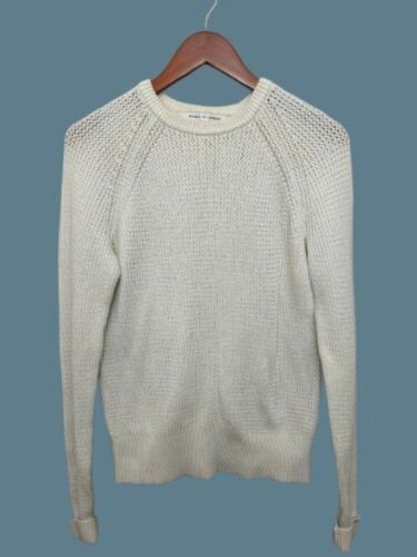 Lemaire for Uniqlo 100% Knit Cotton Crewneck Sweater White Raglan Sleeve Size Sm