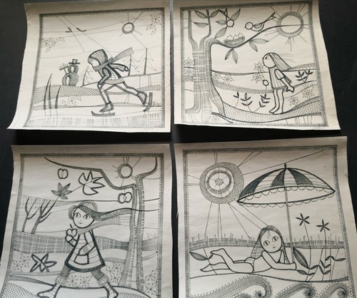 4 disegni di Martine Bruggemann - primavera, estate, autunno, inverno - Foto 1 di 5