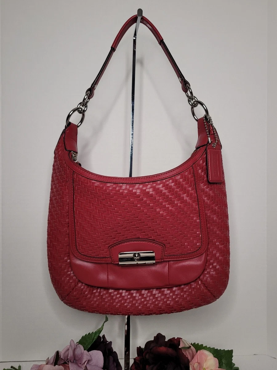 Coach kristin woven leather hobo sales