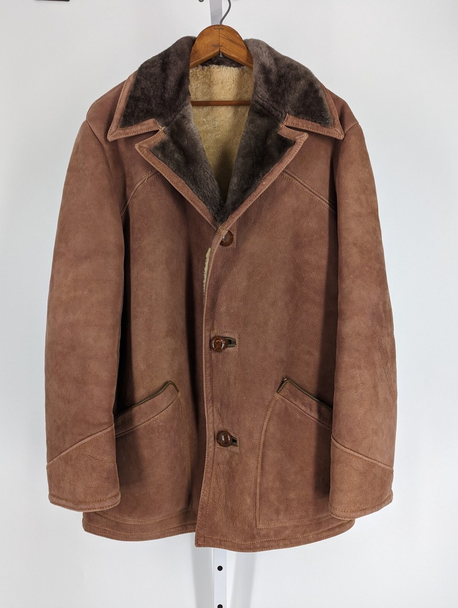 Abercrombie Fitch Vintage 60s Leather Shearling Sherpa Fur Parka