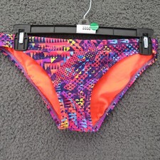 TYR Women's Geometric Swim Bottoms Orange Trim Small USA Made NWOT #3350