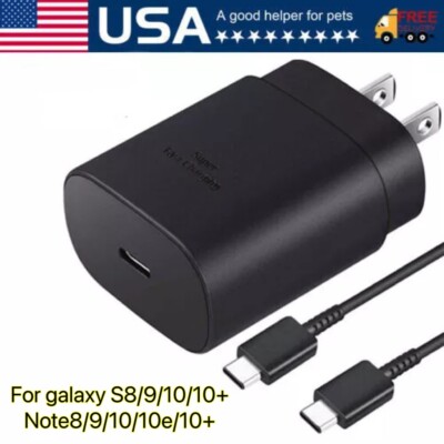 Type USB-C Fast Wall Charger+3FT Cable For Samsung Galaxy NOTE8/9/10 S9 lot US