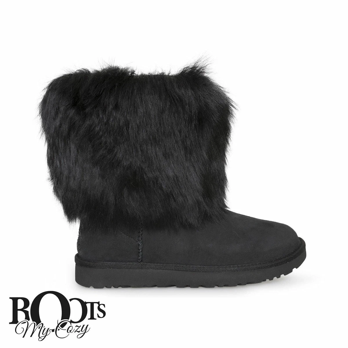 UGG CLASSIC SHORT SHEEPSKIN CUFF BLACK SUEDE WOMEN S BOOTS SIZE US 5 UK 3 NEW