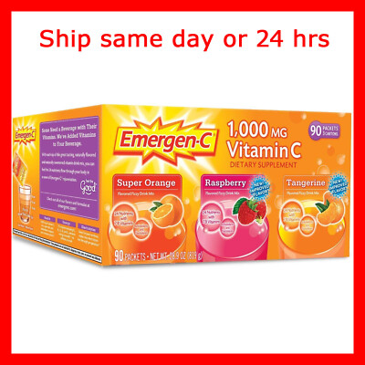 Emergen-C Vitamin C 1000mg 90 Packs Drink Mix Super Orange Raspberry Tangerine