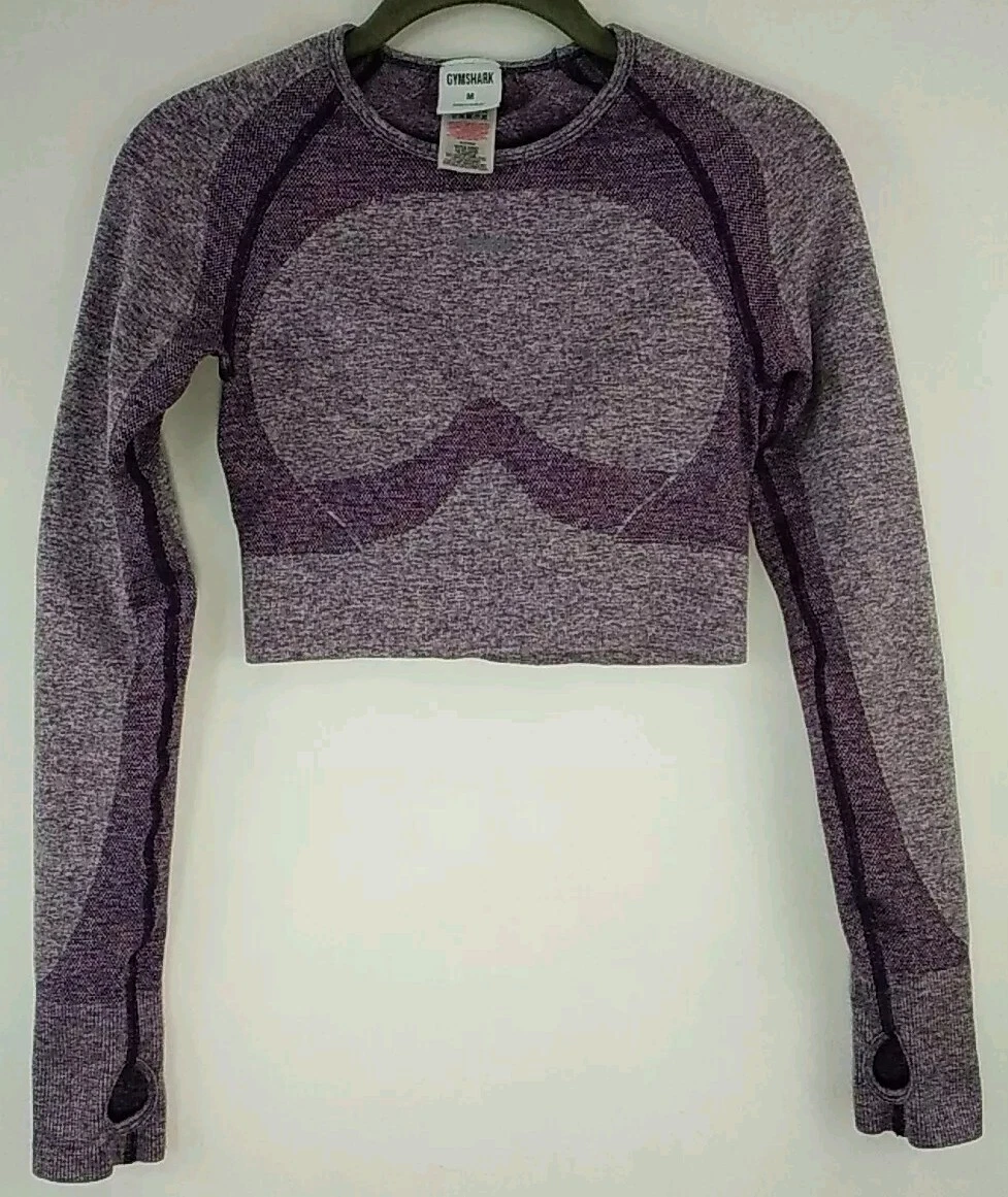 gymshark flex sports heather long sleeve crop thumb holes shirt