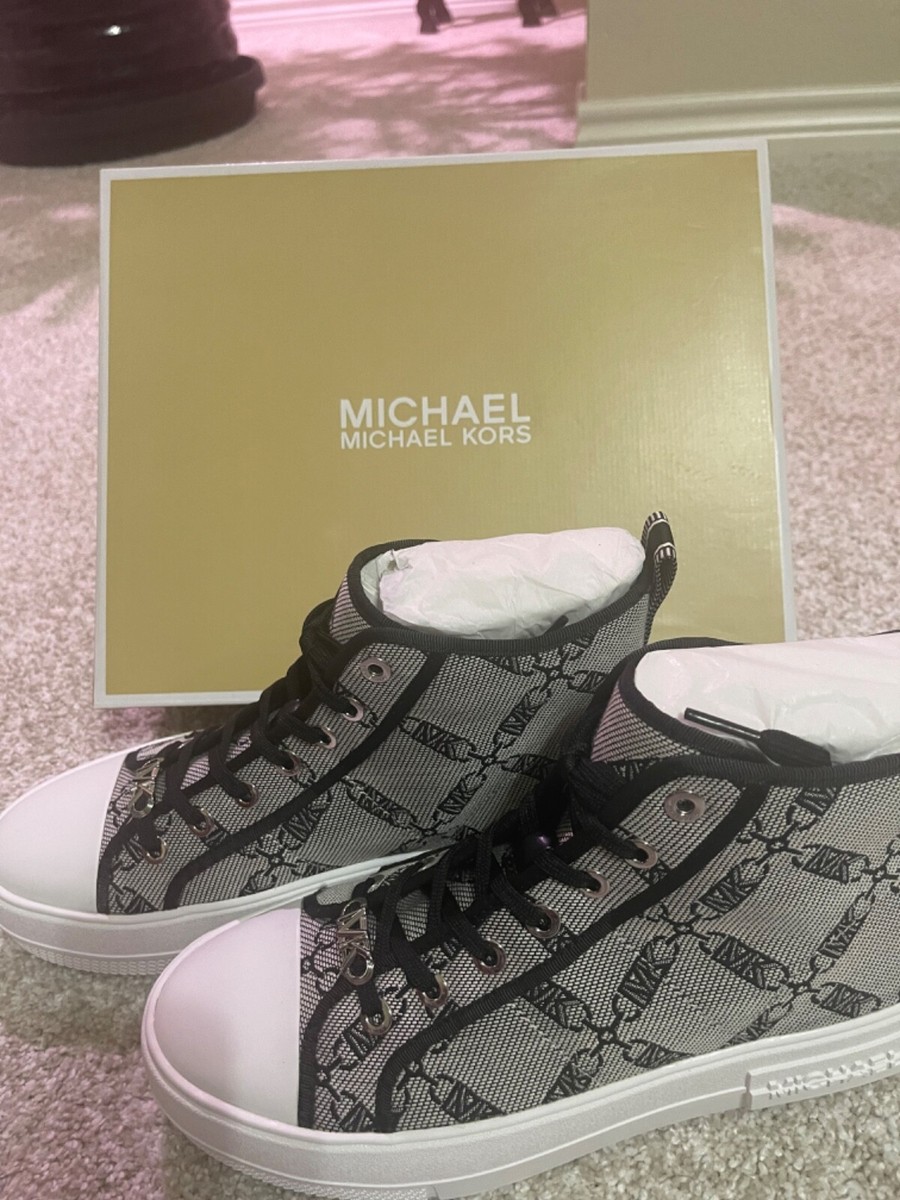 Michael Kors Evy Empire Logo Jacquard Natural/Blk | eBay