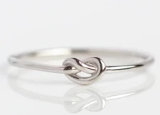 Delicate Simple Knot Design In High Finish 10K White Gold Promise Women's Ring