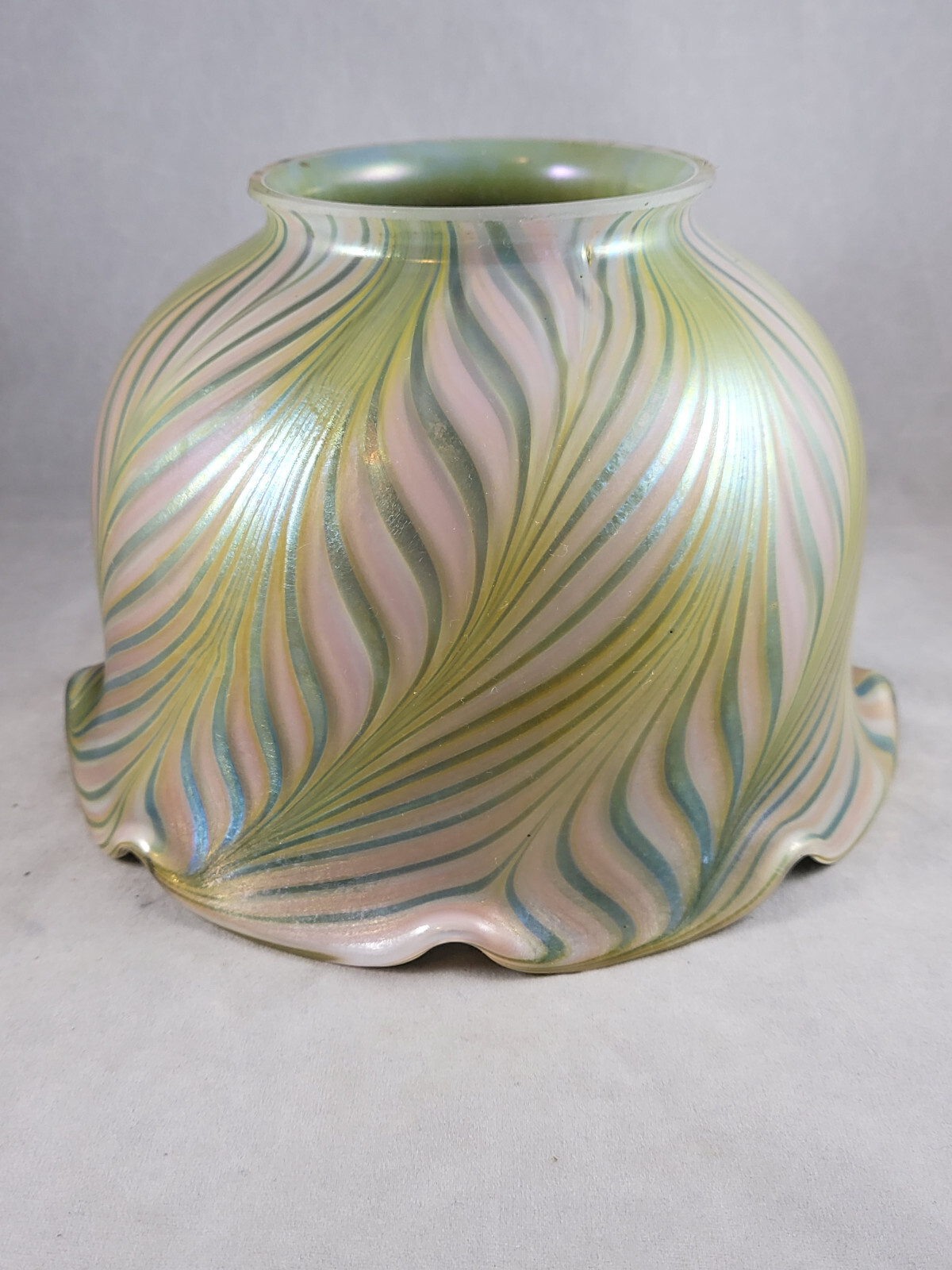 Bohemian Hand blown Lamp shade in pulled feather decor ca 1908 eBay