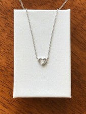 Dainty Heart Pendant Necklace Sterling Silver 925 CZ 6mm 16-18"