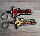 Set 2 Rockstar Keychain Red Yellow Keyring Rubber Motorcycle Car Truck ATV Gift