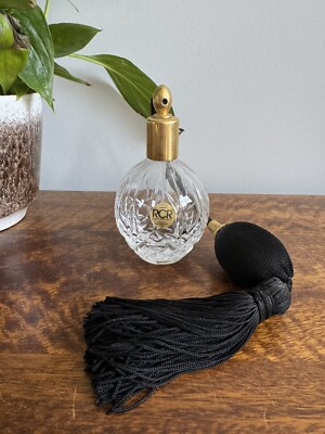 RCR Royal Crystal Rock italienischer Parfum Flakon mit schwarzer Kordel, Birne und Quaste 