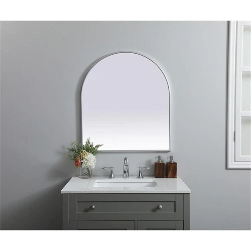 Elegant Decor Ayra 27x30" Arch Modern MDF Wood/Iron Mirror in Silver - Picture 7 of 9