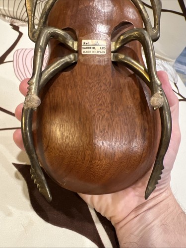 Vintage Rare Sarreid LTD of Spain Brass Walnut Beetle Bug Sculpture 1970s MCM - Bild 9 von 19
