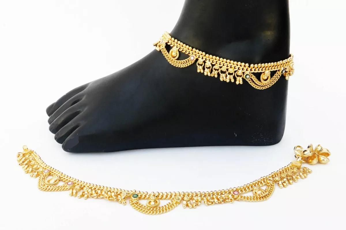 Wedding Payal Party 18K Gold plated Anklet Pajeb Women Ankle