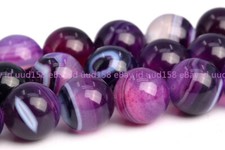 6/8/10/12mm Natural Purple Striped Agate Round Gemstone Loose Beads 15"AAA