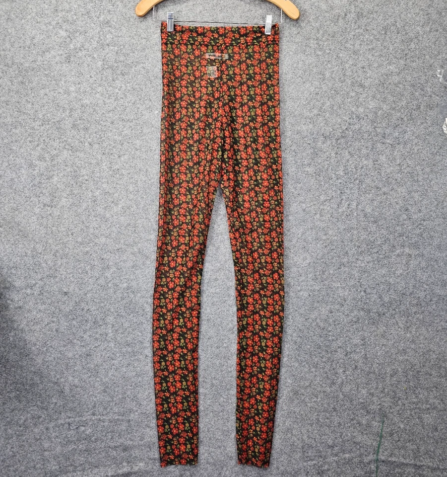HENRIK VIBSKOV Floral Mesh Leggings Small Red Pollen Party Sheer Cocktail $330 - Image 2 of 4