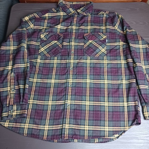 Woolrich Botón Franela Cuadros Trabajo Exterior Manga Larga Granate Verde Talla XL - Imagen 1 de 13