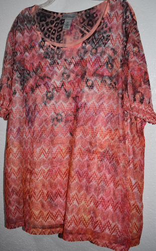 Catherines Top 4X Semi Sheer Tropical Hawiian Lightweight stretch Pullover Shirt - Picture 19 of 20
