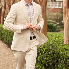 Spring Seersucker Men Suit Daily Sports Business Work Wedding Tuxedos 2 Pcs