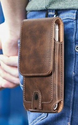 For Optus Oppo A16s Tradesman Leather Waist Belt Clip Card Holster Case Pouch