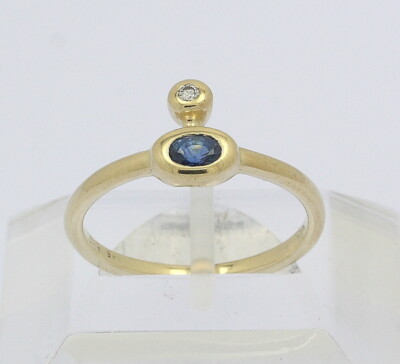   Ring in 14 kt 14k 585er Gelb Gold mit Saphir Safir Brillant Diamant Brillanten