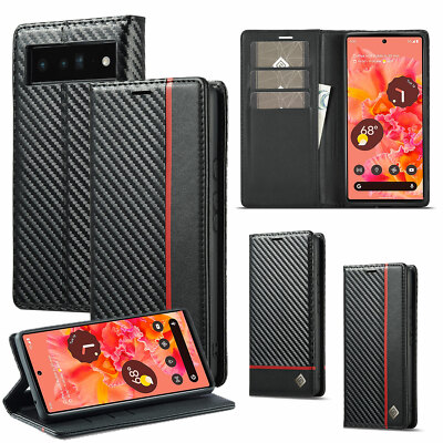 LC.IMEEKE Handy Tasche für Samsung Galaxy S26 S25 S24 S23+ Carbon Wallet Hülle