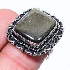 Golden Sheen Obsidian Gemstone 925 Sterling Silver Jewelry Ring Size 7 US