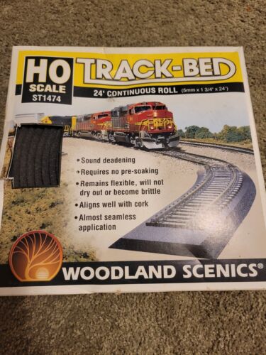 *Bonus People, Signs, Bridge* Woodland Scenics ST1474 Ho Track-Bed 24` Roll  - Picture 1 of 7