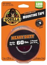 GORILLA GLUE HEAVY DUTY MOUNTING TAPE 1"X120" LONG HOLDS 60LBS BLACK 5122395